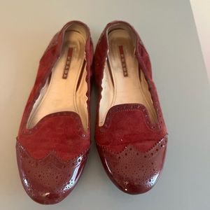 Prada ballet Flats- maroon/wine/oxblood patent and suede